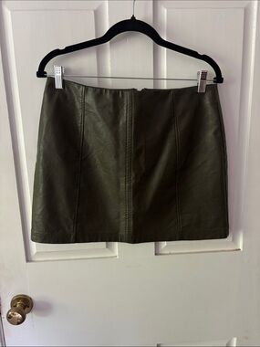 Alya Olive Green Faux Leather Mini Skirt